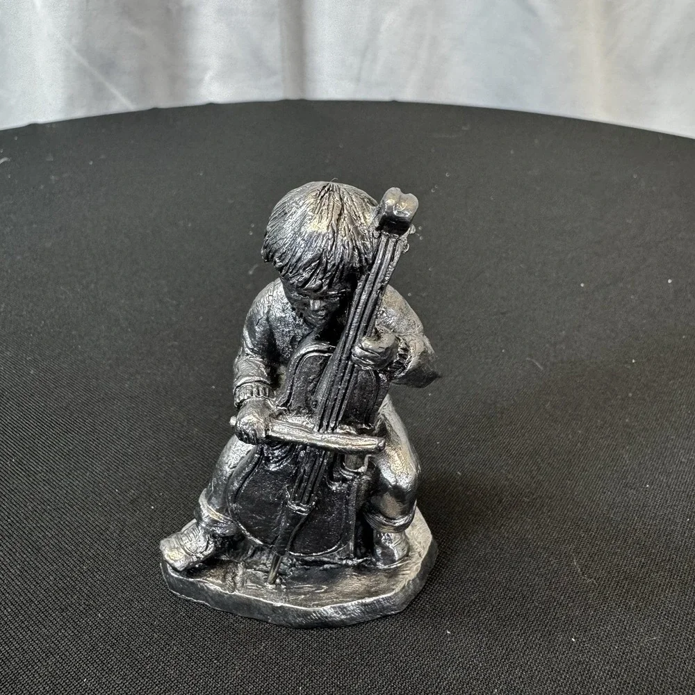 Pewter Figurine by Ricker Boy with‎ Bass Fiddle #13062